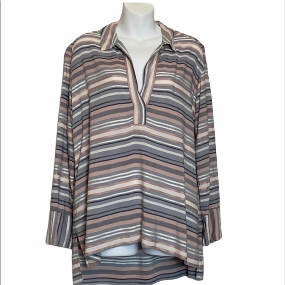 Lou & Grey Pink & Gray Long Sleeve Top